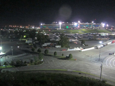 Night view of the track and grounds from our perch.