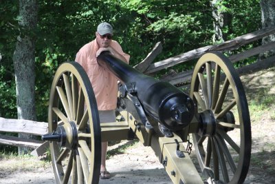 A fort (forgot the name was up at the Cumberland Gap Lookout. Robert liked the cannon.