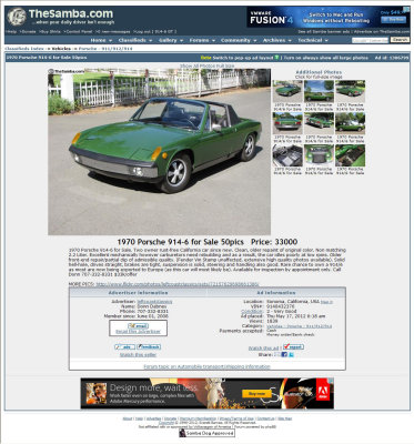 1970 Porsche 914-6 sn 914.043.2376 20120519 - The Samba