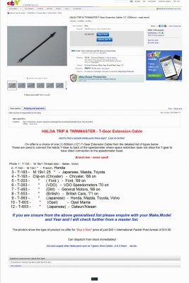 HALDA TRIP & TWINMASTER T-Gear Extension Cables 12in 300mm - Auction