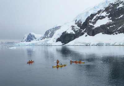 Kayakers in Antarctica