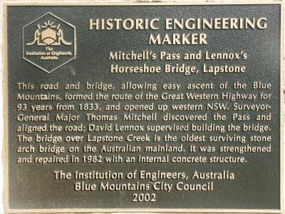Plaque on Lennox Bridge