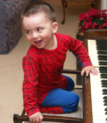 Spiderman at the piano