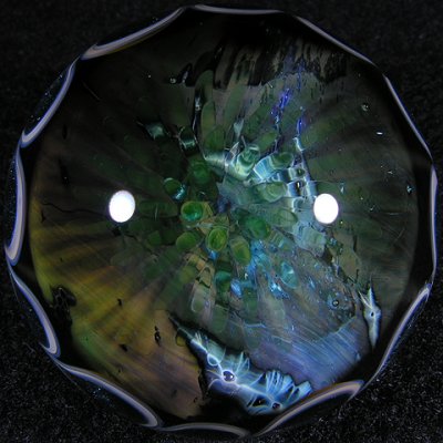 Backside with UV pulled dots, tied together w/ pinwheel equator
