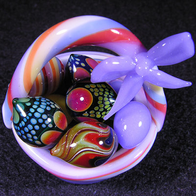 Easter Basket, Size: 1.41W x 1.82H Eggs: 0.30-0.44, Price: SOLD