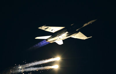 RAAF F/A-18 Hornet with flares