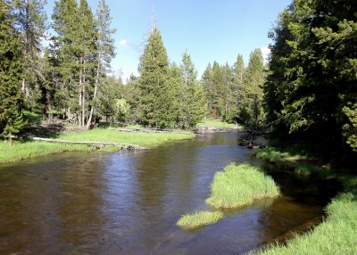 Firehole River winding through the Upper Geyser Basin in Yellowstone National Park