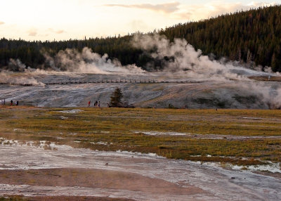 Dusk in the Old Faithful area in Yellowstone National Park