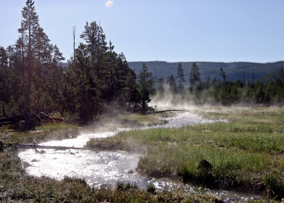 Hot spring water flows in Yellowstone National Park