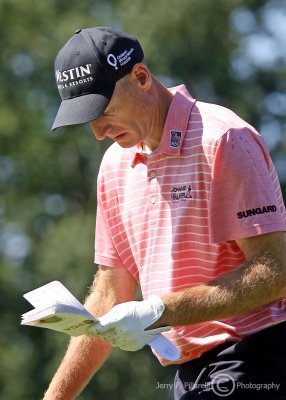 Jim Furyk studies the course layout at the 93rd PGA Championship