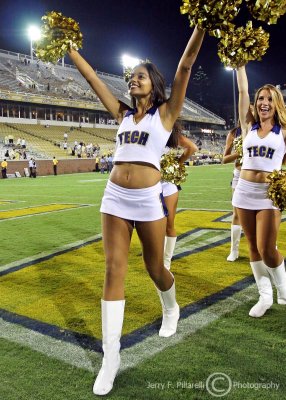 Jackets cheerleader lights up the sidelines