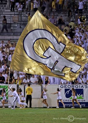 Yellow Jackets flag in the end zone signals another score