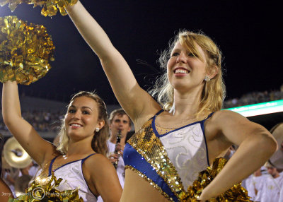Georgia Tech Cheerleaders perform from their seats during the game
