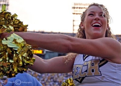 Georgia Tech Cheerleader on the sidelines during the game