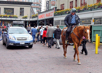Seattle officer patrols the Pike Market area (much nicer than the Wyoming policein my opinion!)