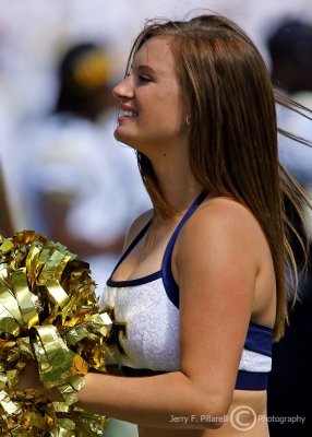 Georgia Tech Yellow Jackets Cheerleader strikes a pose