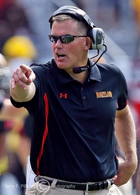 Maryland Terrapins Head Coach Randy Edsall directs his team from the sidelines