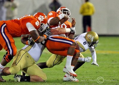 Jackets CB Rod Sweeting gets low to stop Tigers QB Tajh Boyd