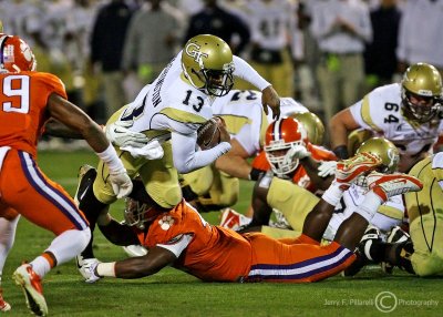 Georgia Tech QB Washington lunges forward for a short gain