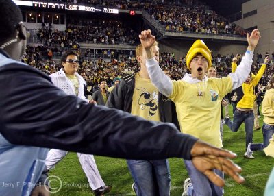 Jackets fans…including Elvis…celebrate the victory over Clemson