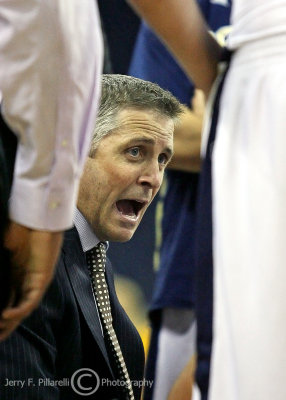 Georgia Tech Yellow Jackets Head Coach Brian Gregory addresses his team during a time out