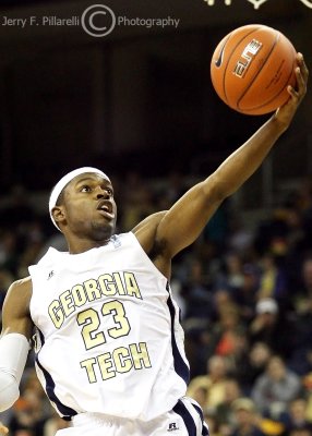 Georgia Tech G Brandon Reed completes the layup