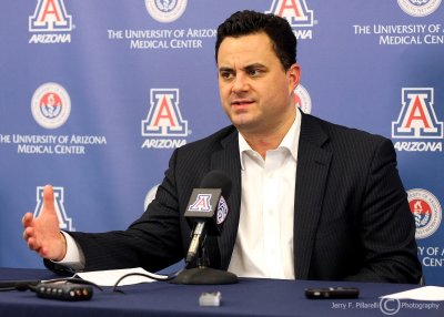 Arizona Wildcats Head Coach Sean Miller talks to the media after the 85-73 win over Oakland