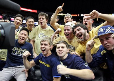 Yellow Jackets fans play to the ESPN on court camera
