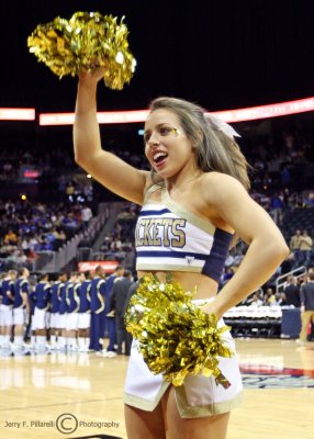 Georgia Tech Cheerleader during a break in the action
