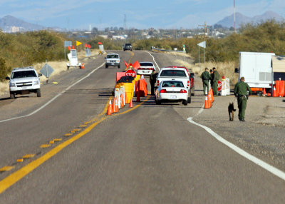 Border Patrol and immigration checkpoint heading east on Arizona Highway 86