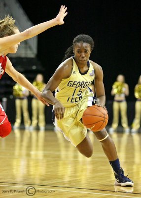 Georgia Tech G Marshall drives to the basket from the three point arc