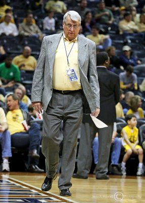 Georgia Tech staff member diligently patrolling the baseline in search of troublemakers