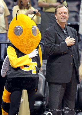 Yellow Jackets Mascot Buzz during the National Anthem