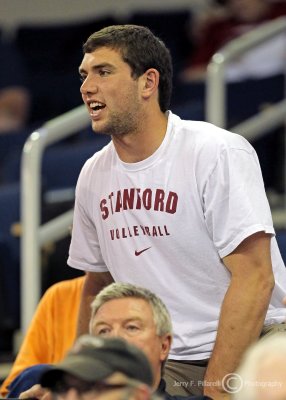 Stanford quarterback Andrew Luck cheers on the Cardinal
