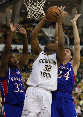 Tech F Jeremis Smith elevates toward the basket against the Kansas defense