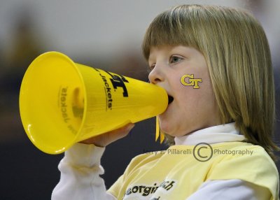 A young Georgia Tech fan cheers her team on to victory