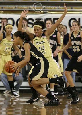 Tech G Nnanaka takes the lane away from Demon Deacons G Courtney Morris
