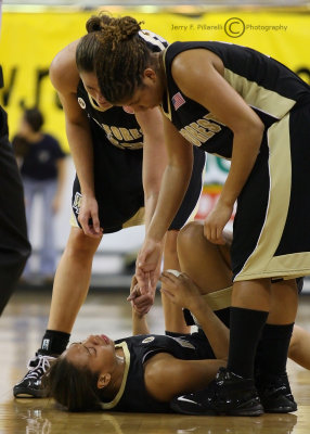 Deacons players come to the aid of a fallen teammate