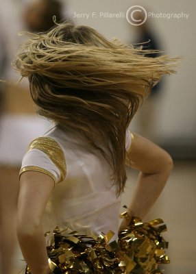 Georgia Tech Cheerleader hair tornado