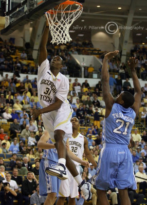 GT F Lawal drives through the defense for a lay in basket