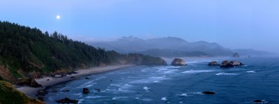 Moon Over Ecola State Park 18x48