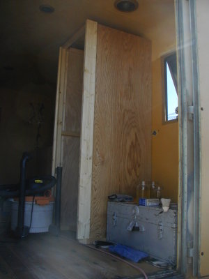 This was the toilet stall we made to pass RV status. It had a curtain.