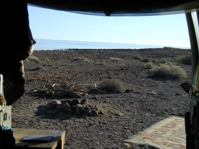Door view of our beach camp