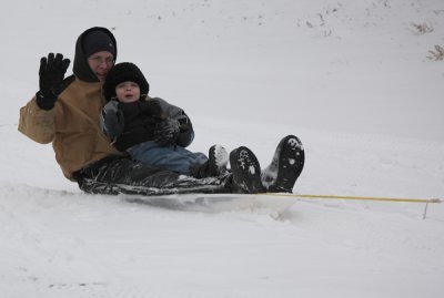 David and Liam Sledding