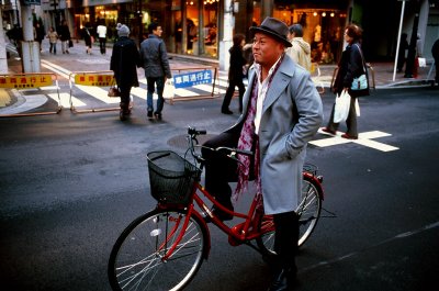 stylish guy on bicycle