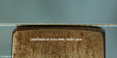 Cross Peen Saw Hammer Lengthwise surface, Radius about 12