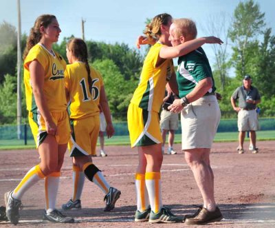 Abbott Girls Accepting Finalist Medals