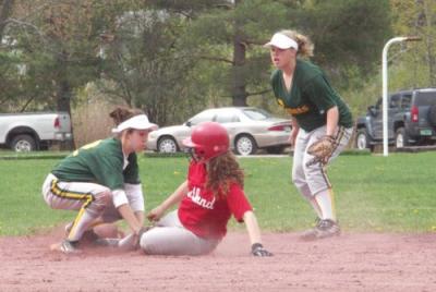 CF Stacey tags out stealing runner