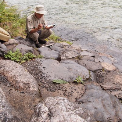 Old gent painting by the Azusa River!