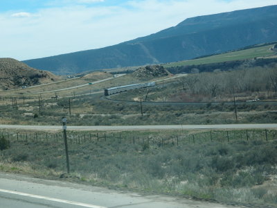 The Amtrak train running along I70.